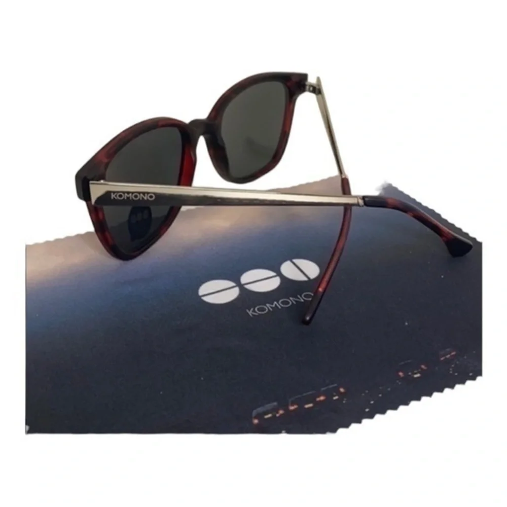 Komono Renee Sunglasses NEW burgundy silver metal arms
